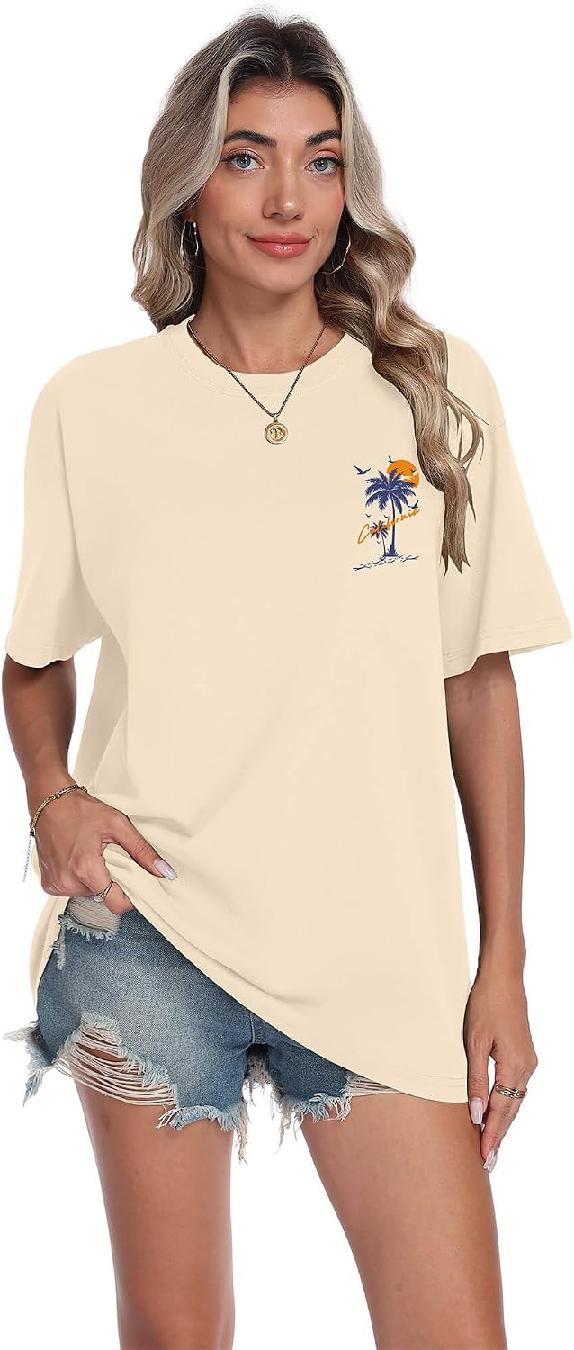 Aiyino Mens West Coast T-Shirt California Palm Tree Summer Graphic Tee