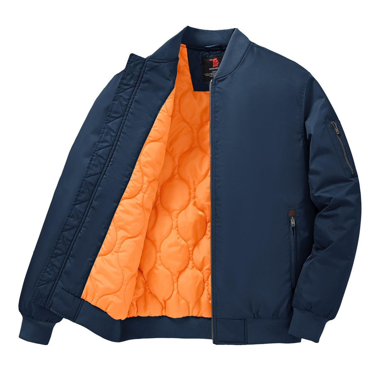 Gopune Men's Bomber Jacket Casual Fall Winter Warm Jacket Full Zip Padded Coats Outwear