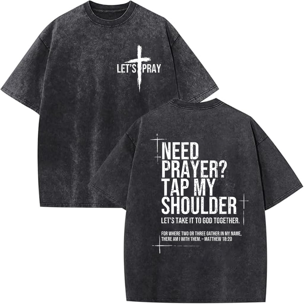 Eatbook Christian Shirts for Men Women Jesus Faith Oversized Acid Wash Tops