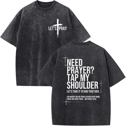 Eatbook Christian Shirts for Men Women Jesus Faith Oversized Acid Wash Tops