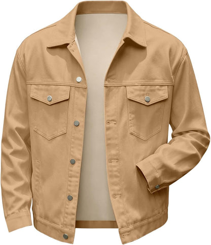 Mens Jacket Button Down Collared Lightweight Outdoor Sport Coat with Pocket