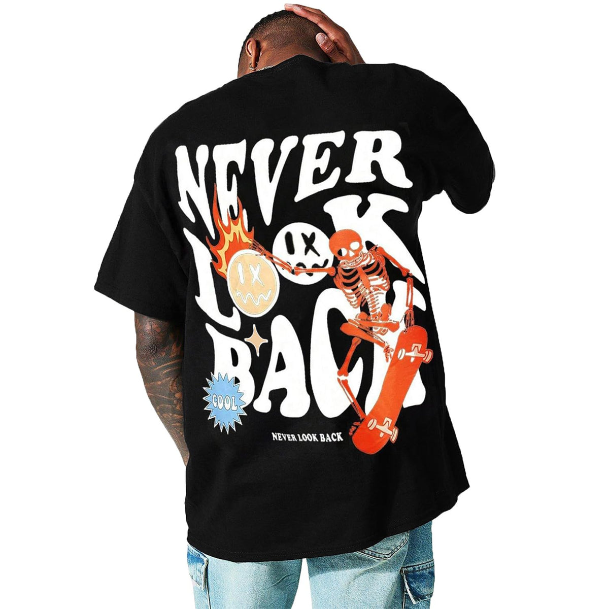 UOUA Men's Graphic Tees Oversized Short Sleeve T-Shirt