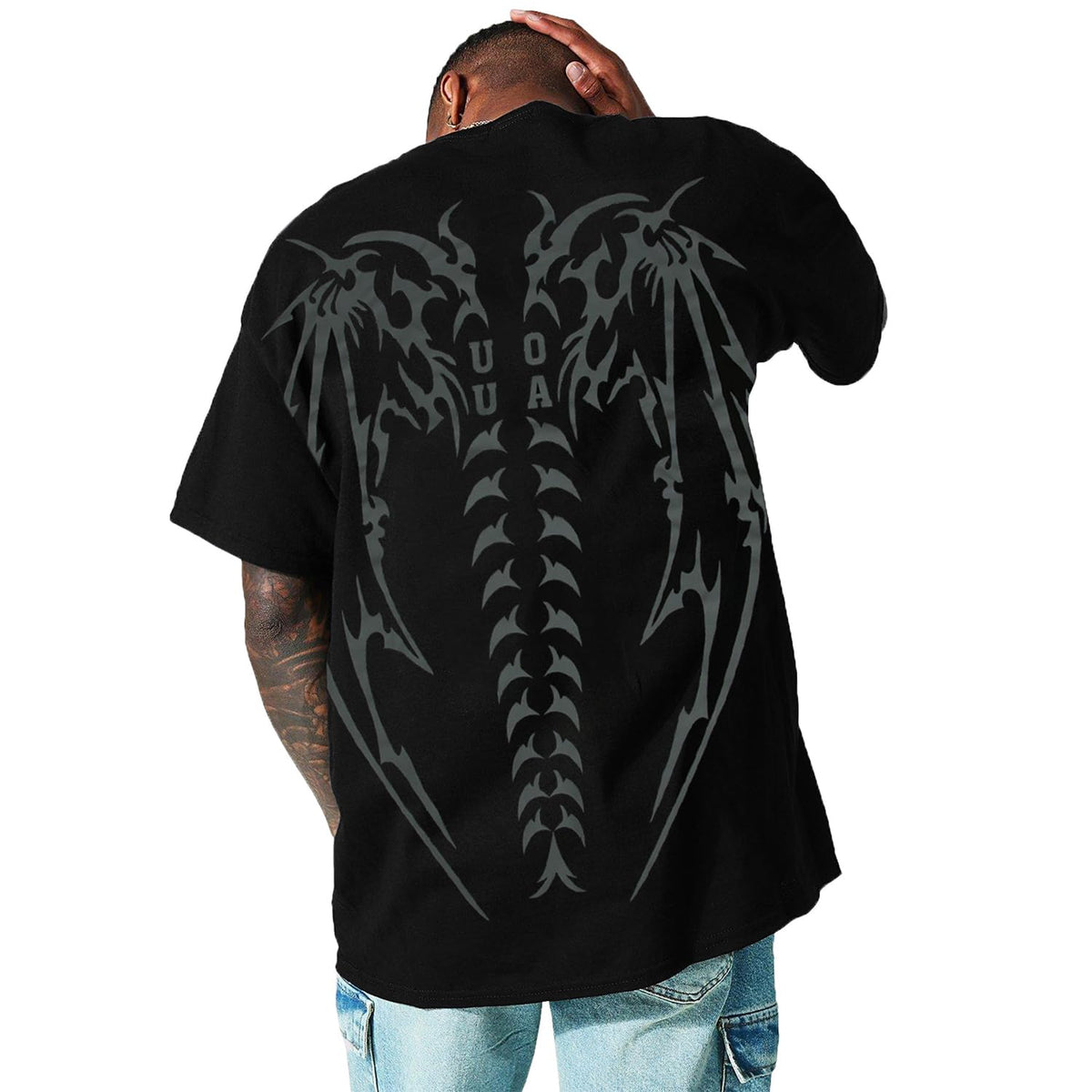 UOUA Men's Graphic Tees Oversized Short Sleeve T-Shirt