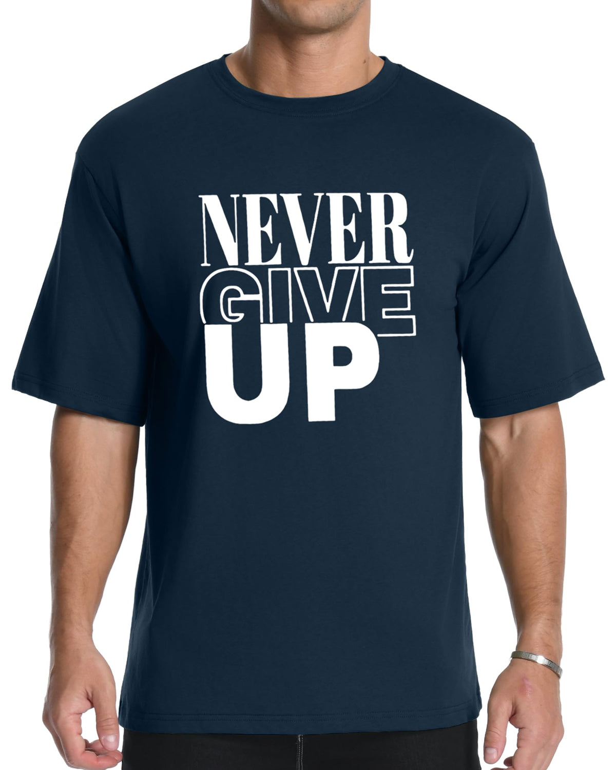 Aiyino Men's Never Give Up Tee – Bold Slogan Graphic