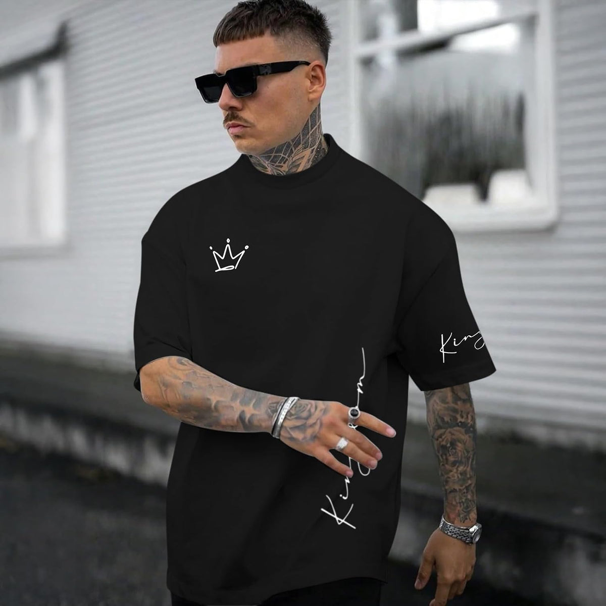 Men's King Shirt Graphic Tees Designer Printed T Shirts Urban Letter Oversized T-Shirt Streetwear Casual Loose Tops