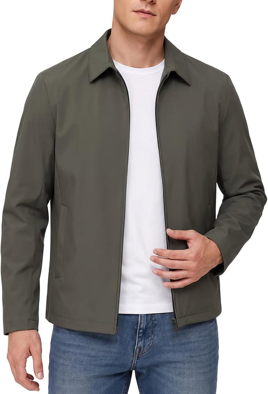 Allthemen Mens Lightweight Jacket Casual Zip Up Golf Work Jackets