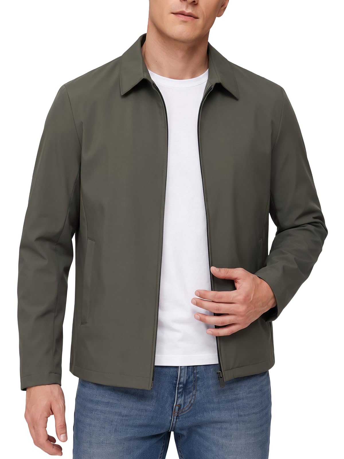 Allthemen Mens Lightweight Jacket Casual Zip Up Golf Work Jackets