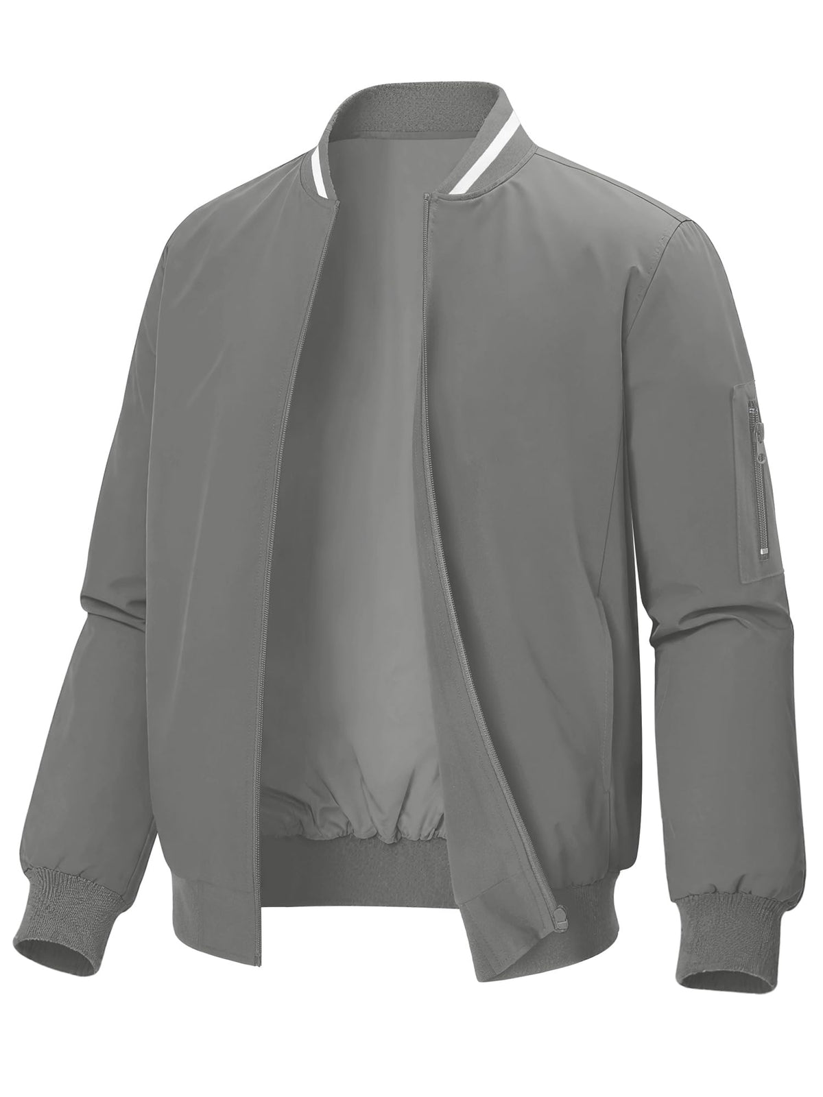 Mens Casual Lightweight Bomber Jackets Zipper Up Windproof Coat