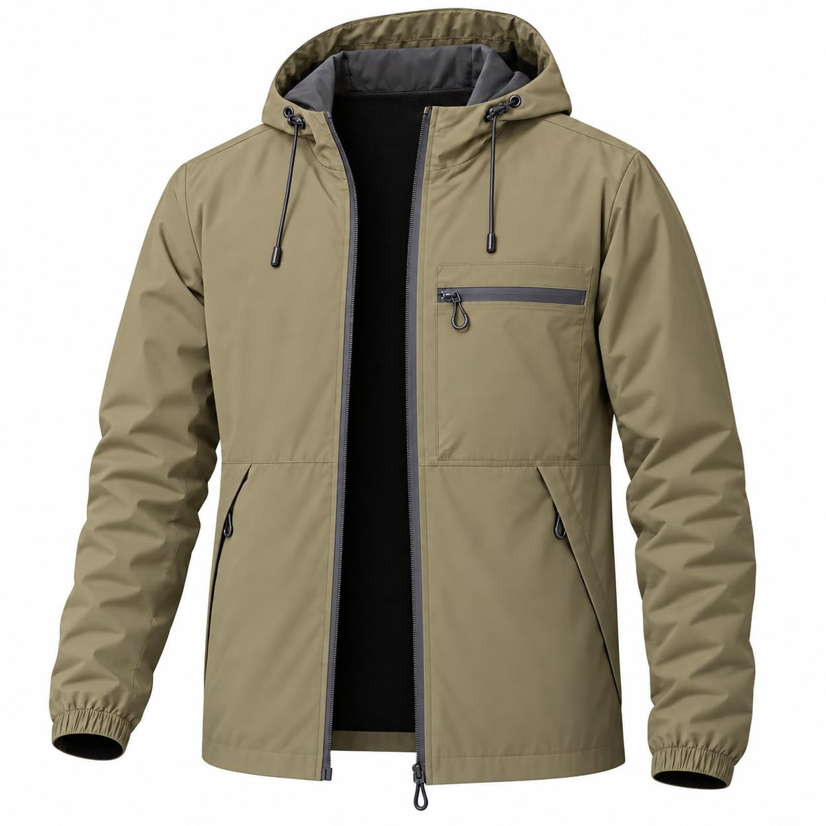 Men's Lightweight Windbreaker Jacket Full-Zip with Chest Pocket