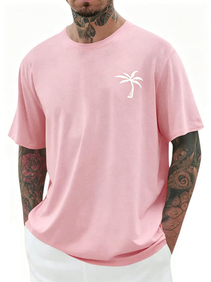 Mens Short Sleeve T-Shirt Graphic Loose Fit Tee Crew Neck Palm Tree Summer Shirts