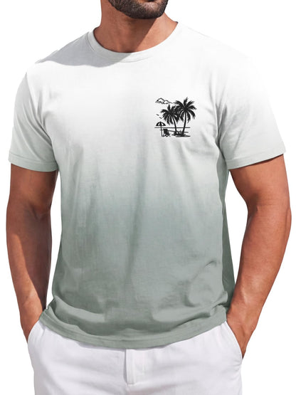 Runcati Mens Short Sleeve T-Shirts Gradient Graphic Vintage Hawaiian Tee