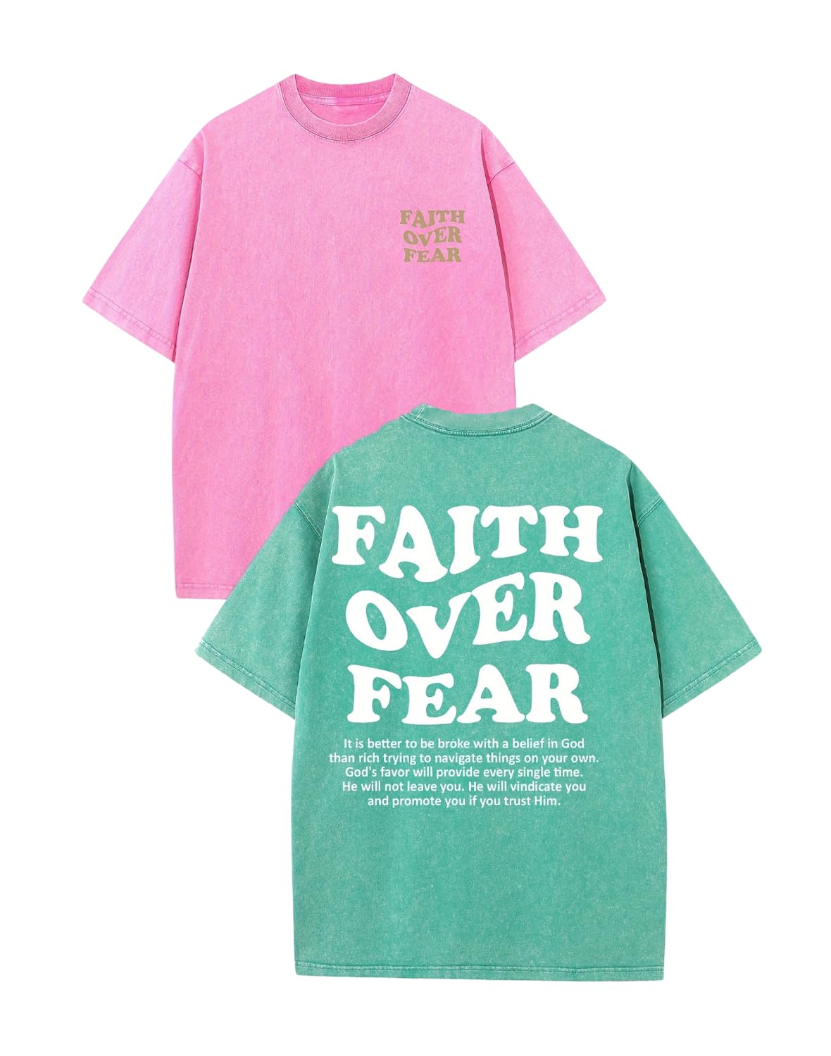 2 Packs Christian T Shirts for Men Oversized Tee Graphic Apparel Acid Washed Baggy Gym Top