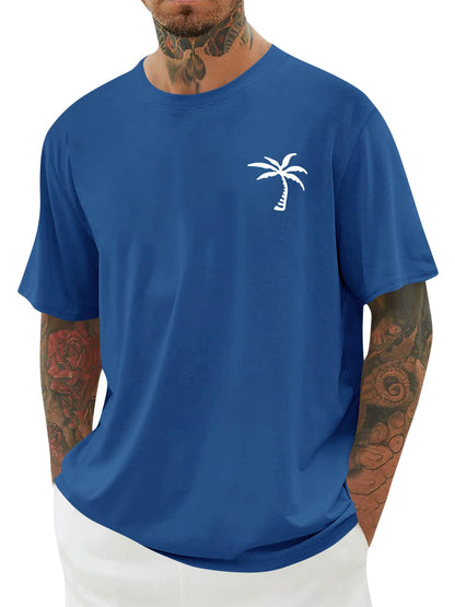 Mens Short Sleeve T-Shirt Graphic Loose Fit Tee Crew Neck Palm Tree Summer Shirts