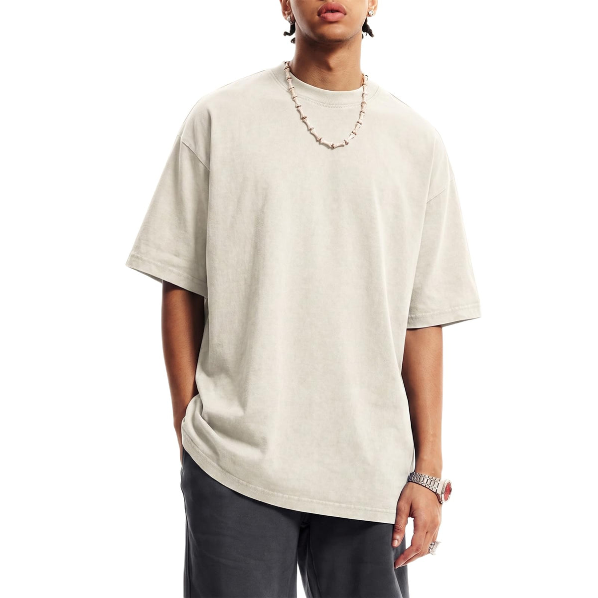 KEEPSHOWING Oversized Tshirts for Men Acid Wash Crewneck Cotton Graphic Tees Basic Short Sleeve Loose Fit Tops 2026
