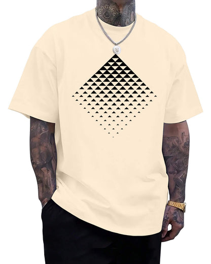 Aiyino Men's Triangle Geometric Tee – Gradient Art 100% Cotton Casual Top