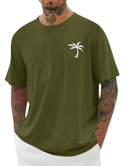 Mens Short Sleeve T-Shirt Graphic Loose Fit Tee Crew Neck Palm Tree Summer Shirts