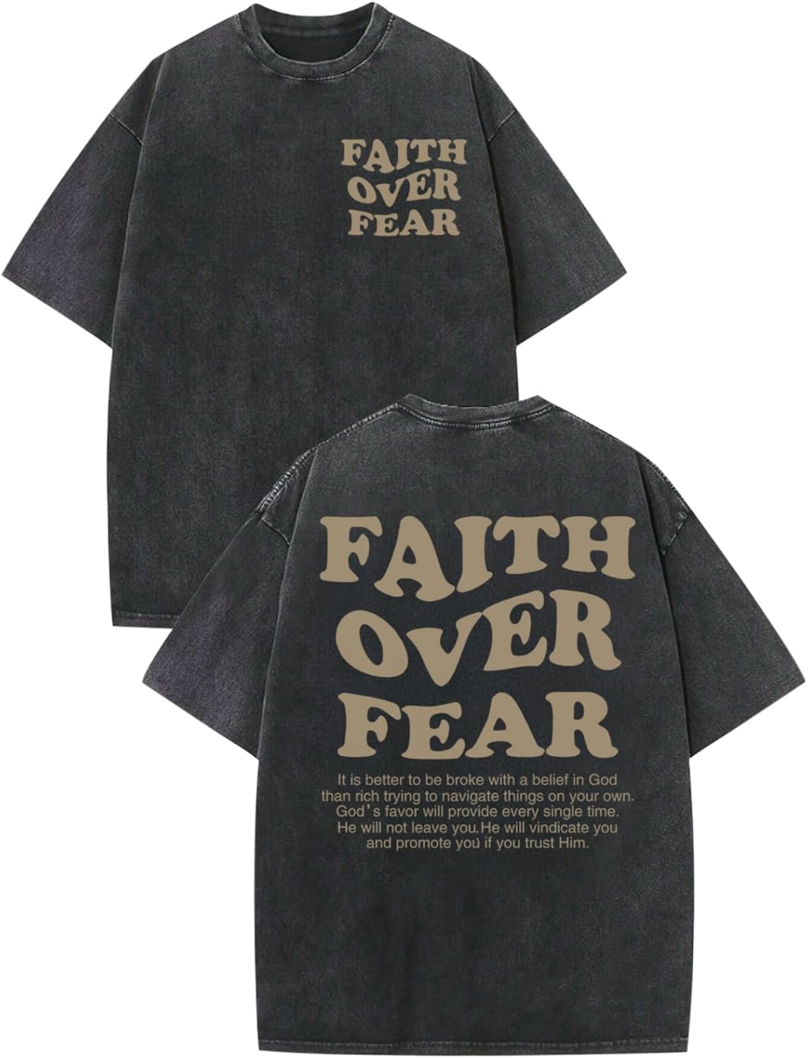 Christian Shirts for Men Faith Over Fear Oversized Tees