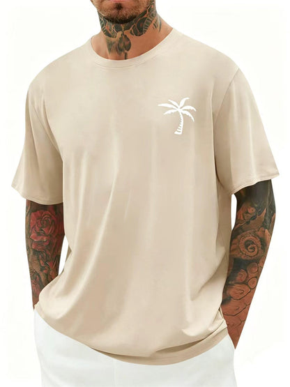 Mens Short Sleeve T-Shirt Graphic Loose Fit Tee Crew Neck Palm Tree Summer Shirts