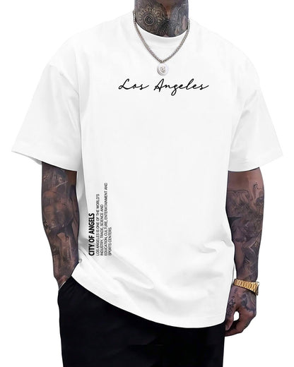Aiyino Men's Los Angeles Tee – Minimalist 100% Cotton Casual Graphic Top
