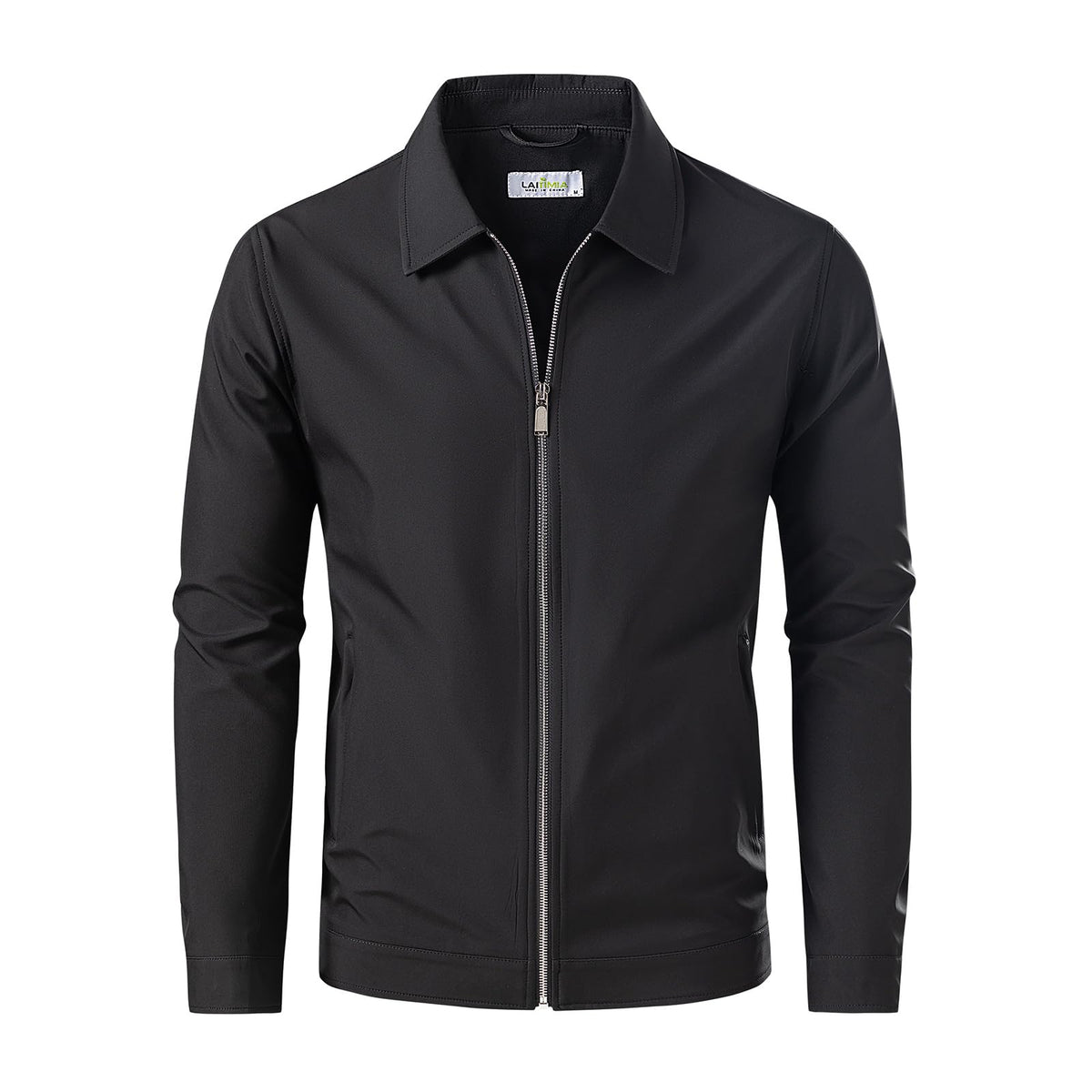 Men's Lightweight Casual Windbreaker Laydown Collar Zipper Pocket Coat Fall Spring Golf Work Dress Business