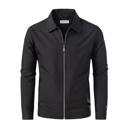 Men's Lightweight Casual Windbreaker Laydown Collar Zipper Pocket Coat Fall Spring Golf Work Dress Business