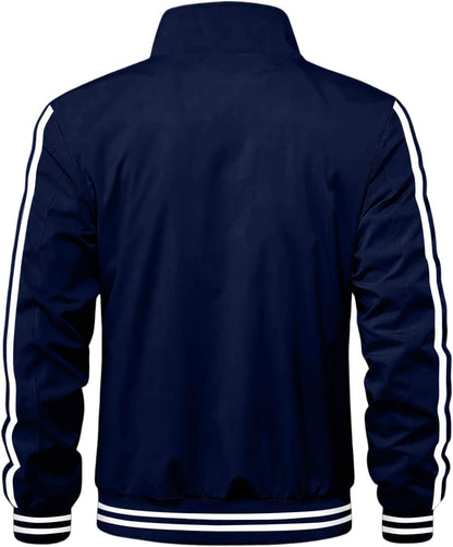 Men Bomber Jacket Windbreaker Lightweight Long Sleeve Zip Up Bomber Cardigan Waterproof Pocket Flight Coat Voyage