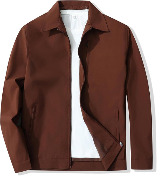 Men's Lightweight Jackets Full Zip Up Windbreaker Stylish Golf Coat Business Work Casual Dress