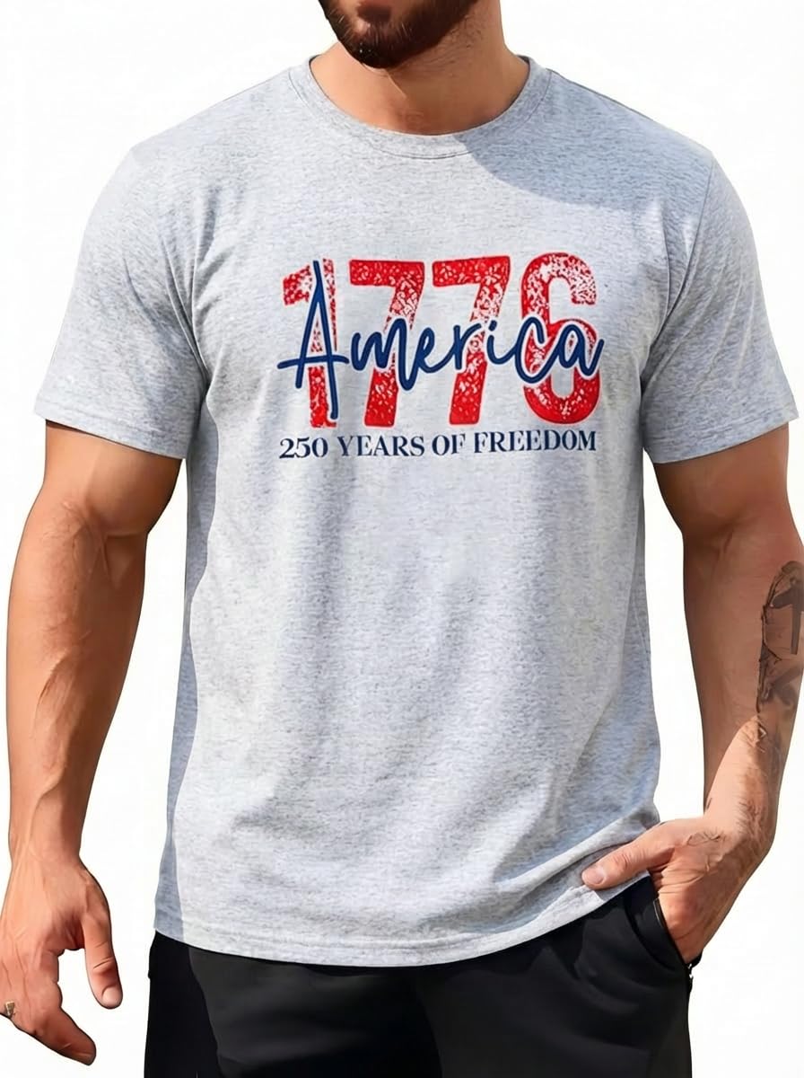 Men's USA Flag T-Shirt, Patriotic Freedom Graphic Tee, us Independence Day tee