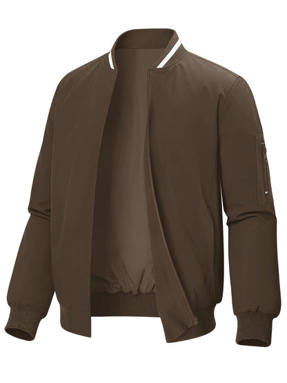 Mens Casual Lightweight Bomber Jackets Zipper Up Windproof Coat