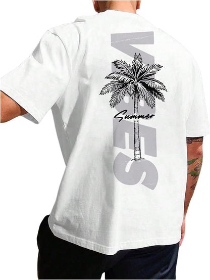 COZYEASE Men's Letter Graphic Tee Short Sleeve Summer T-Shirts Streetwear