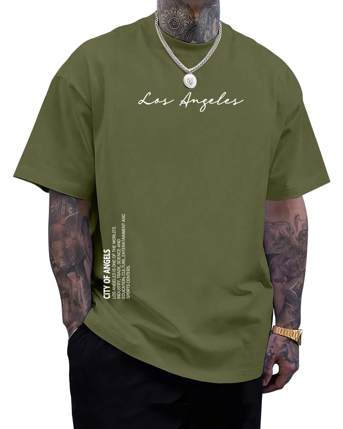 Aiyino Men's Los Angeles Tee – Minimalist 100% Cotton Casual Graphic Top