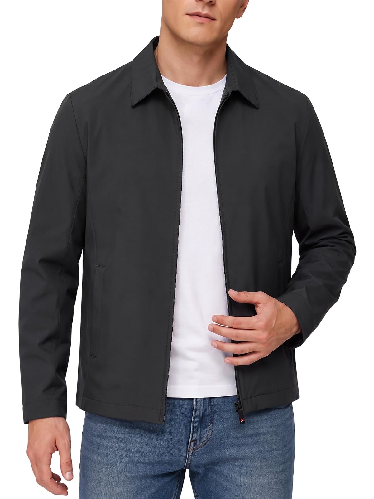 Allthemen Mens Lightweight Jacket Casual Zip Up Golf Work Jackets