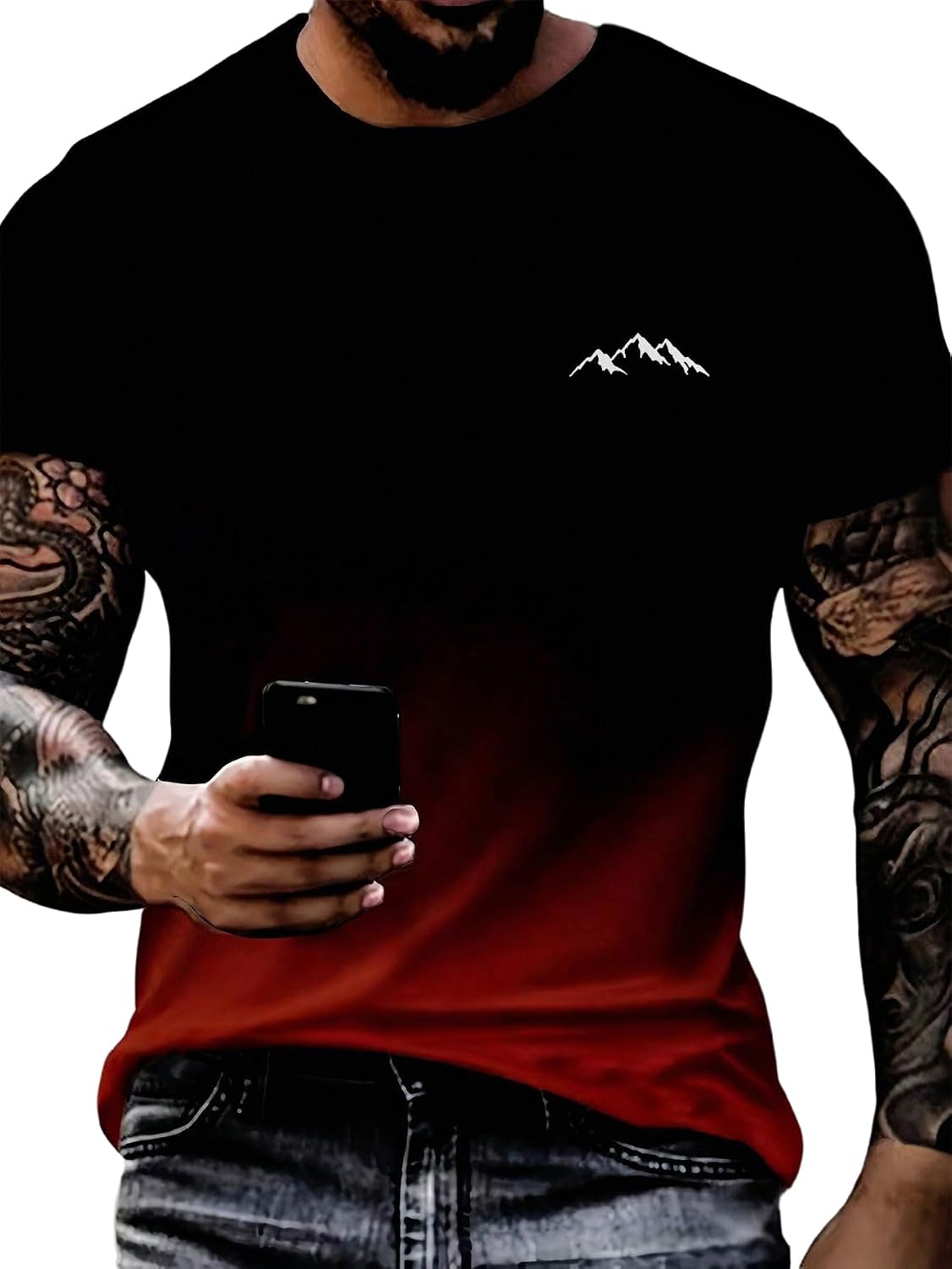 SOLY HUX Men's Ombre Graphic Tees Summer Casual T Shirts