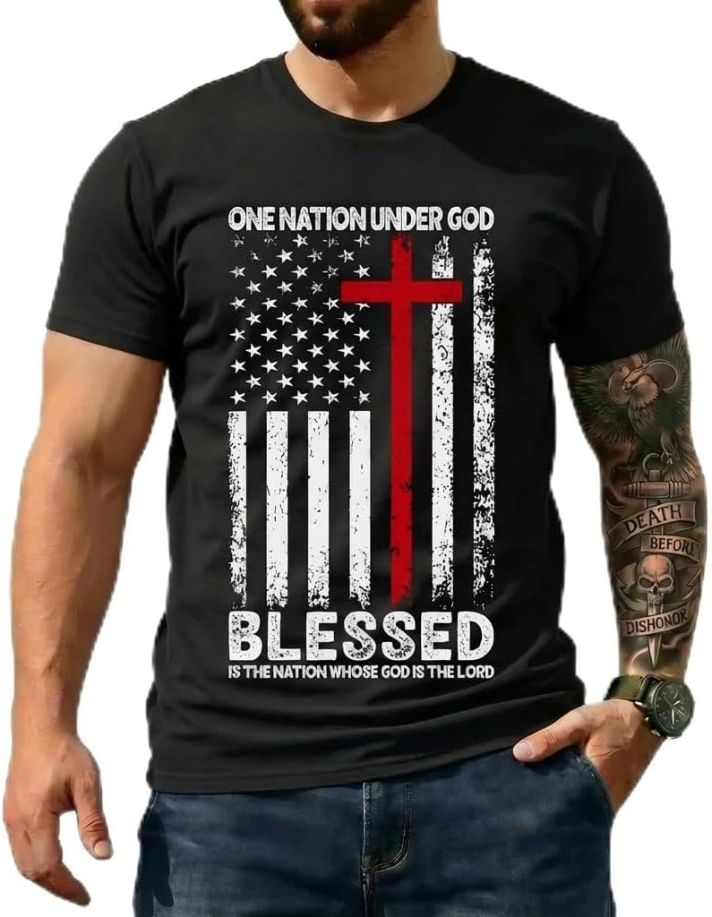 Men's USA Flag T-Shirt, Patriotic Freedom Graphic Tee, us Independence Day tee