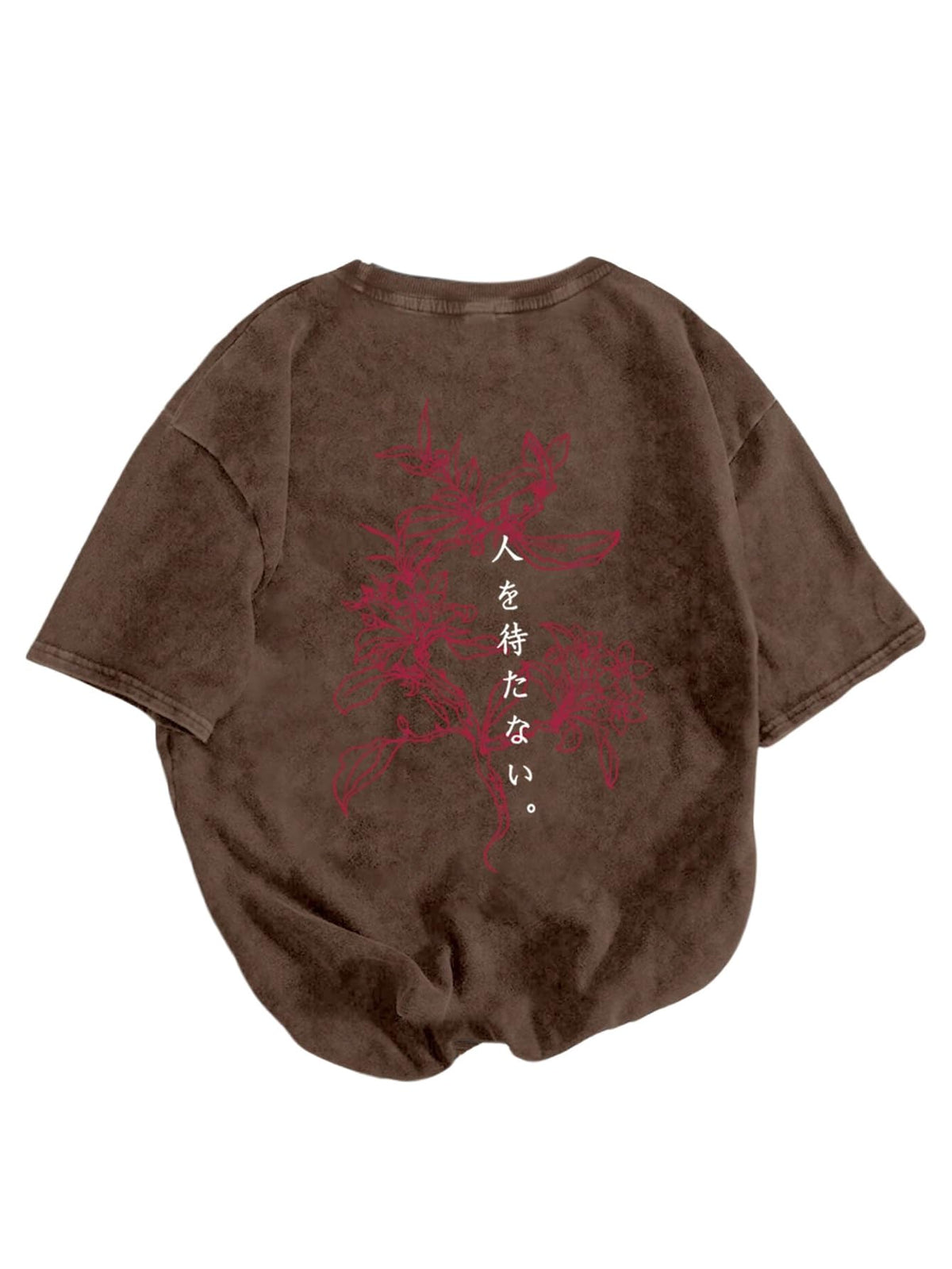 SHENHE Men's Vintage Washed T Shirt Japanses Graphic Tee Crew Neck Top