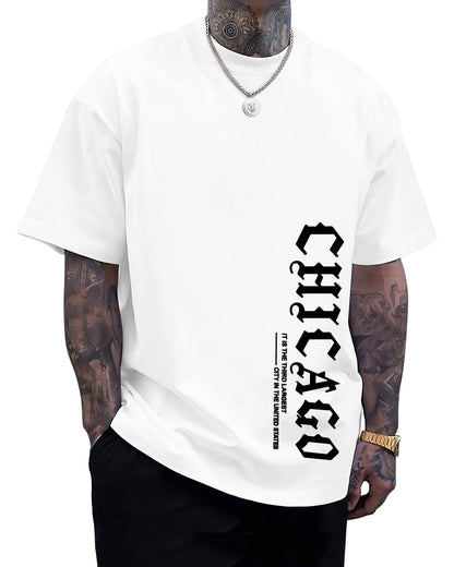 Aiyino Men's Chicago Graphic Tee – Gothic City 100% Cotton Casual Top