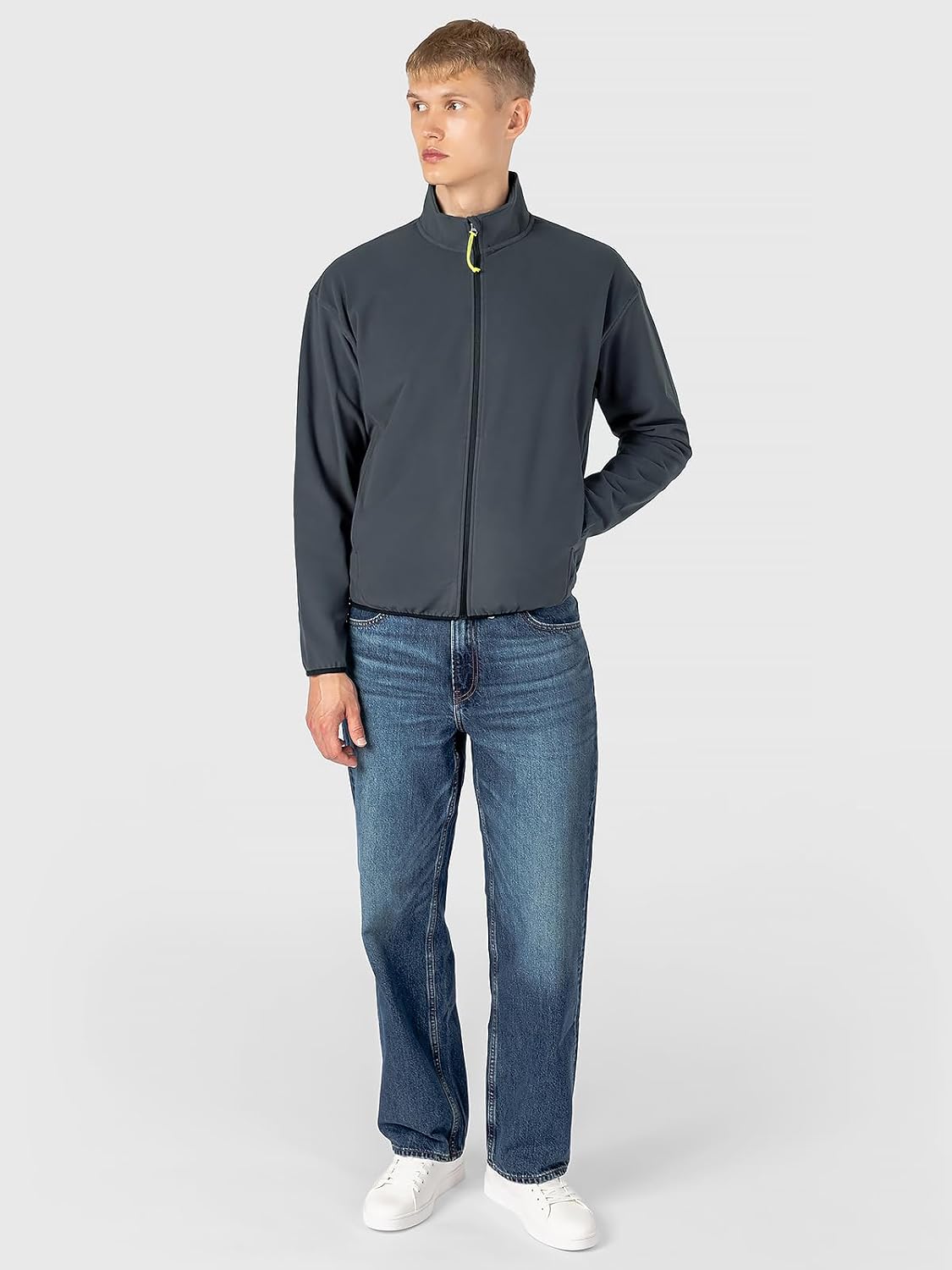 Men's Double-Sided Brushed Knit Zip Up Jacket