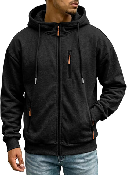 Mens Zip Up Hoodie Fall Essentials Jackets Light Weight Long Sleeve Hoodies