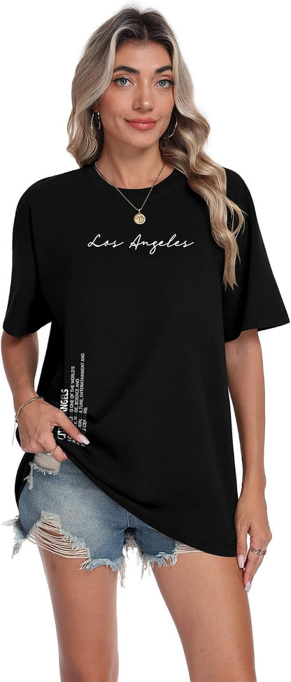 Aiyino Men's Los Angeles Tee – Minimalist 100% Cotton Casual Graphic Top