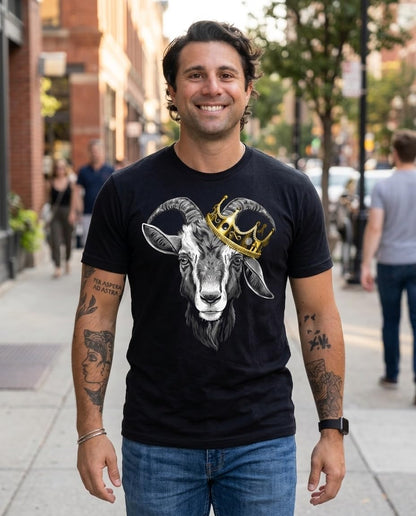 G.O.A.T. | Greatest of All Time Champion Tee Shirt, Goat Fantasy Sports Champ Joke Humor T-Shirt for Men Women