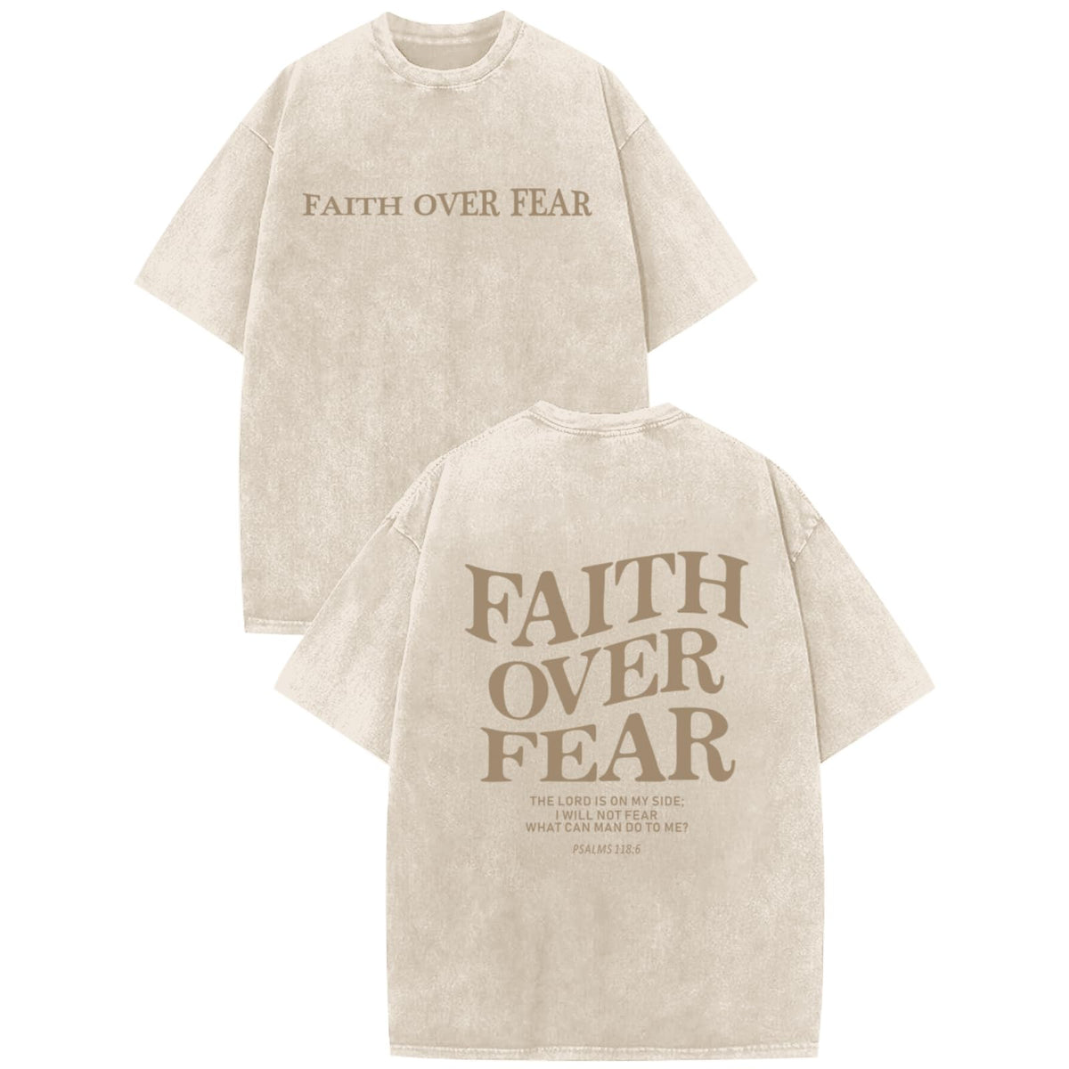 Christian Faith Over Fear Shirt for Men Jesus Religious Shirts Oversized Graphic Tees Acid Wash God T-Shirt