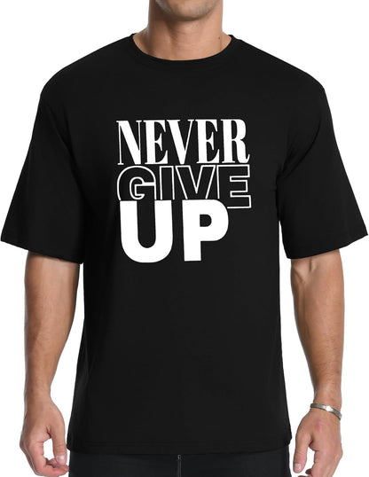 Aiyino Men's Never Give Up Tee – Bold Slogan Graphic