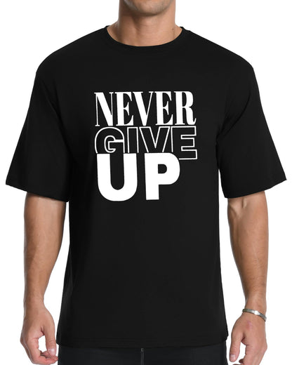 Aiyino Men's Never Give Up Tee – Bold Slogan Graphic