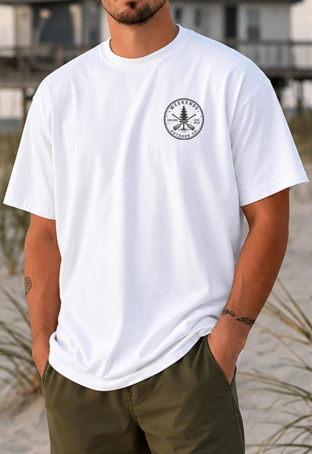 KUYIGO Men’s Vintage Canoe Graphic Tee Outdoor Cotton Summer T Shirts