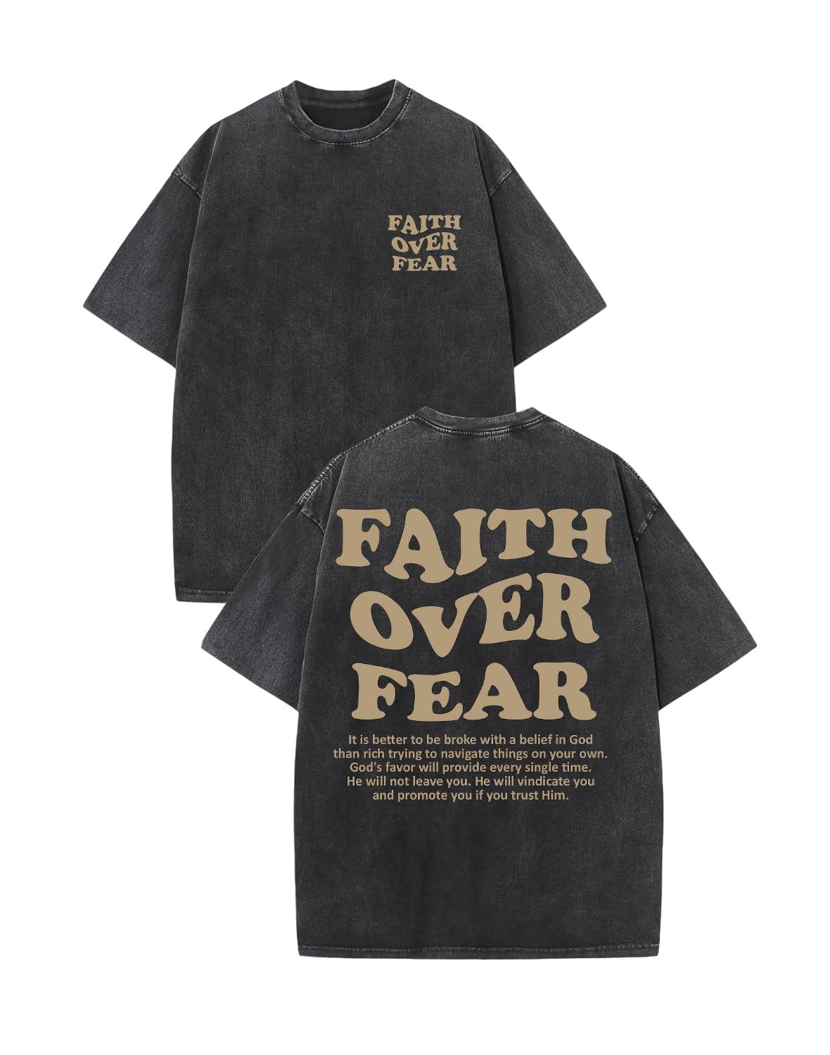 2 Packs Christian T Shirts for Men Oversized Tee Graphic Apparel Acid Washed Baggy Gym Top