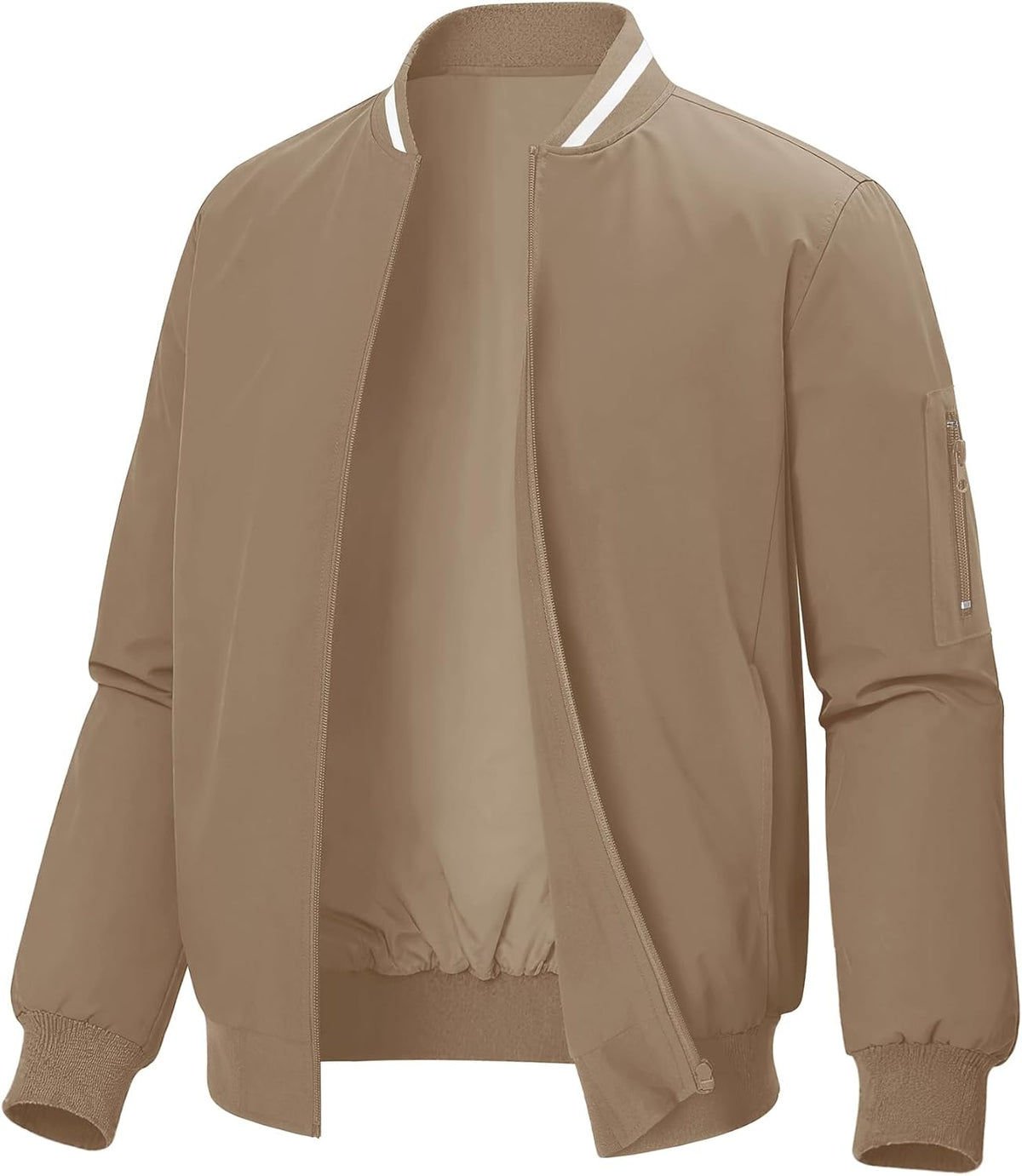 Mens Casual Lightweight Bomber Jackets Zipper Up Windproof Coat