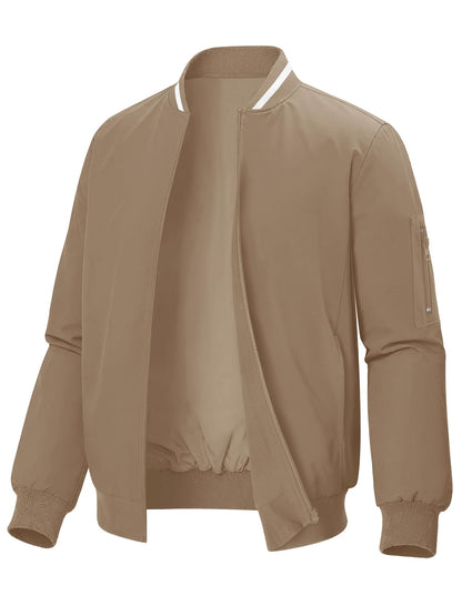 Mens Casual Lightweight Bomber Jackets Zipper Up Windproof Coat