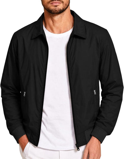 Mens Bomber Jacket Nylon Lightweight Full Zip Up Fall Jackets