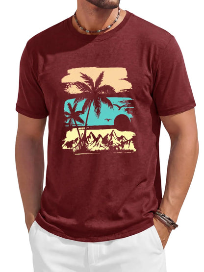 Runcati Mens Short Sleeve T-Shirts Casual Crewneck Graphic Printed Tees