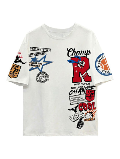 SweatyRocks Men's Graphic Short Sleeve Tee Shirts Casual Oversized Tees